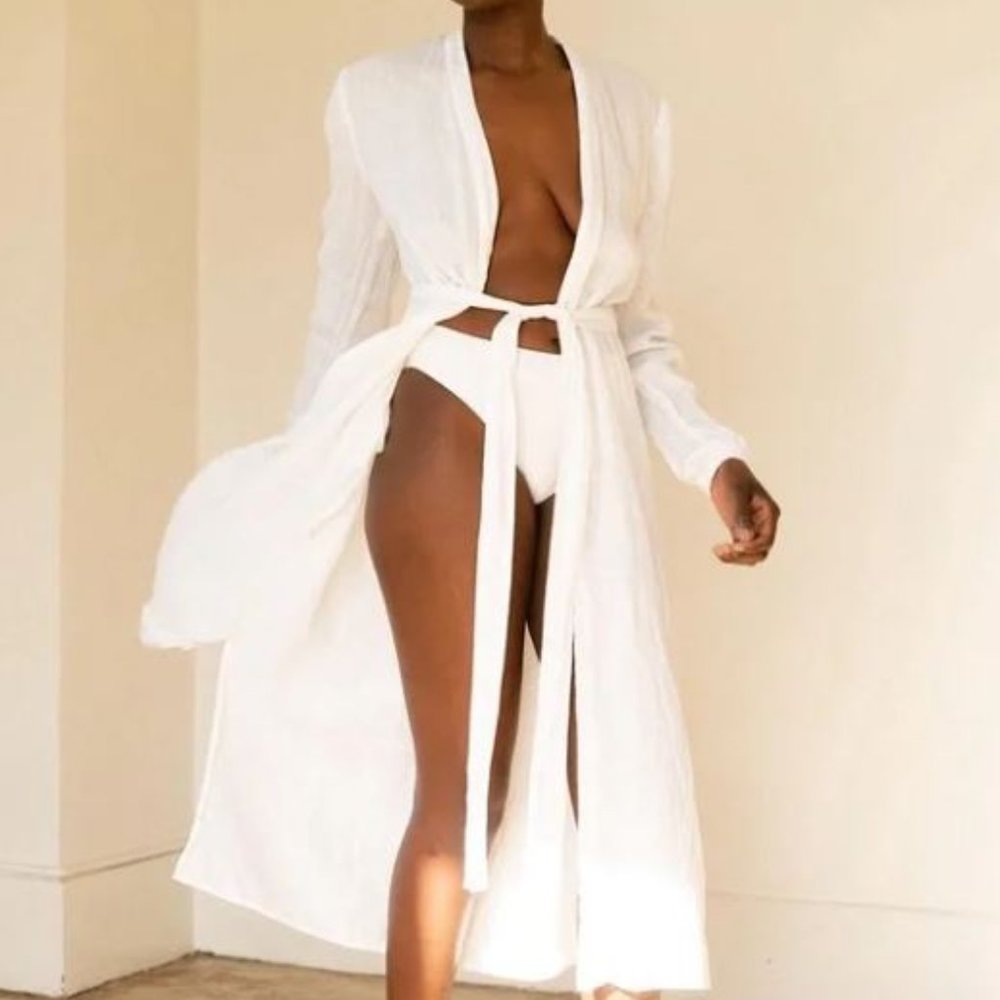 Midi Length 100% Linen Robe - NWT